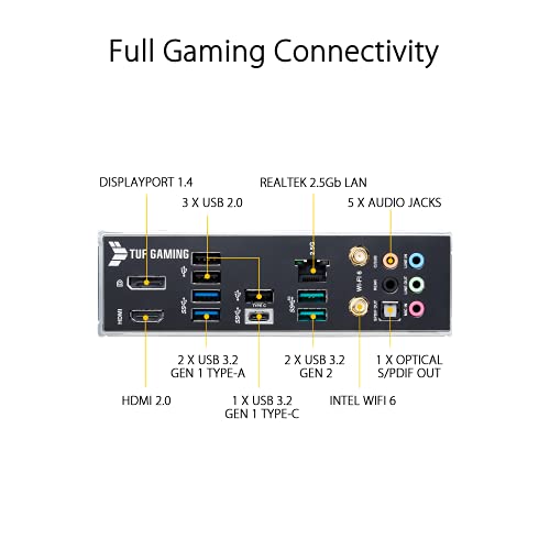 ASUS TUF Gaming B560-PLUS WiFi - Placa Base ATX (Intel B560 LGA 1200 con VRM de 8+1 Fases, PCIe 4.0, M.2 Gen 4, DDR4 5000, Wi-Fi 6, 2.5 GB Ethernet, USB 3.1 de Tipo C, Tipo-C Frontal, Thunderbolt 4)