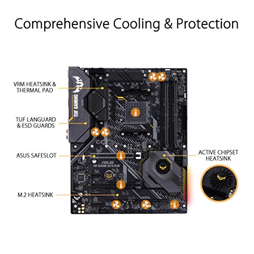 ASUS TUF Gaming X570-PLUS - Placa Base Gaming AMD AM4 X570 ATX con PCIe 4.0, dual M.2, 12+2 Dr. MOS VRM, HDMI, DP, SATA 6Gb/s, USB 3.2 Gen 2, Aura Sync RGB, soporta Ryzen 3000