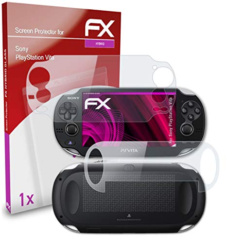 atFoliX Lámina Protectora de plástico Cristal compatible con Sony PlayStation Vita Película Vidrio, 9H Hybrid-Glass FX Protector Pantalla Vidrio templado de plástico (Set de 1)