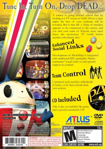 Atlus Shin Megami Tensei: Persona 4 + Soundtrack CD, PS2 Básico PlayStation 2 Inglés vídeo - Juego (PS2, PlayStation 2, RPG (juego de rol), M (Maduro), Soporte físico)
