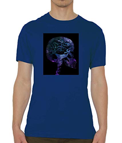 Atprints Space Skull Galactic Transcendental Brain Navy Crew Neck Men's T-Shirt M