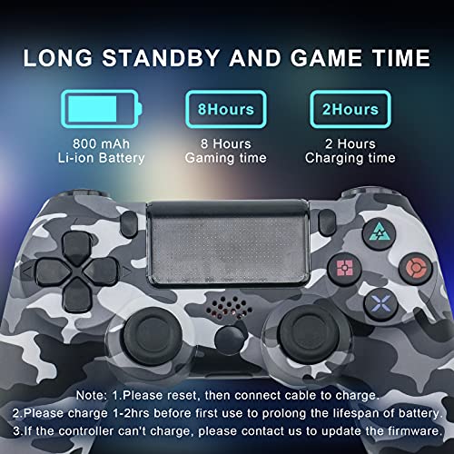 AUFGLO Controlador inalámbrico de doble vibración para Playstation 4/Ps4 Pro/Ps4 Slim (camuflaje gris)