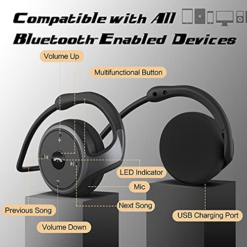 Auriculares Bluetooth 4.2 Deportivos Inalámbricos Cascos,Inalámbricos Running Impermeable Cascos Correr con Micrófono,Hi-Fi Sonido Estéreo,12 Horas de Juego,Gimnasio (Negro)