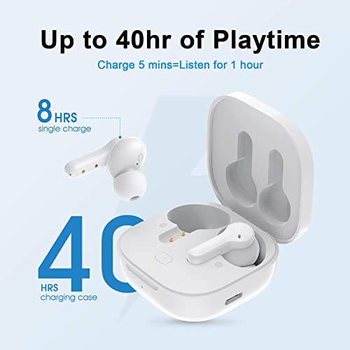 Auriculares Bluetooth, QCY T13 Auriculares Inalámbricos Bluetooth 5.1 con Micrófono y Control Táctil, 40 Horas de Reproducción con Caja de Carga, Impermeable IPX5 Auriculares Inalámbrico