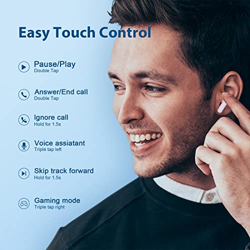 Auriculares Bluetooth, QCY T13 Auriculares Inalámbricos Bluetooth 5.1 con Micrófono y Control Táctil, 40 Horas de Reproducción con Caja de Carga, Impermeable IPX5 Auriculares Inalámbrico