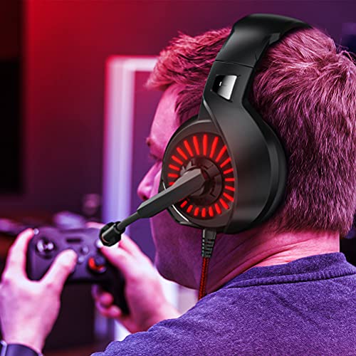 Auriculares Gaming Cascos Gaming Profesional Audio Estéreo con Micrófono para PC, PS4, Switch, Xbox, Smartphone, Claridad de Sonido