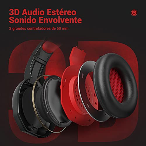 Auriculares Gaming Cascos Gaming Profesional Audio Estéreo con Micrófono para PC, PS4, Switch, Xbox, Smartphone, Claridad de Sonido