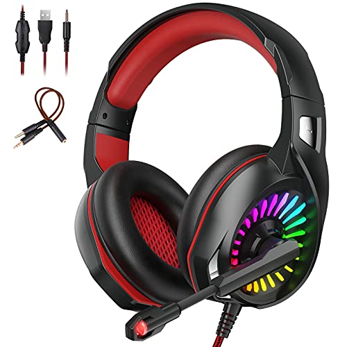 Auriculares Gaming Cascos Gaming Profesional Audio Estéreo con Micrófono para PC, PS4, Switch, Xbox, Smartphone, Claridad de Sonido
