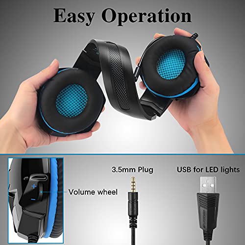 Auriculares Gaming PS4, Cascos Gaming con Micrófono, 3D Sonido y Reducción de Ruido, Jack 3,5mm, Control de Radio, PC/Mac/Xbox One/Nintendo Switch