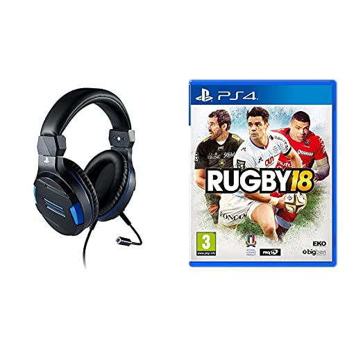 Auriculares Gaming Stereo Sony Oficial PS4 Bigben Interactive - Compatible con PS5+Rugby 18 - Versión Española