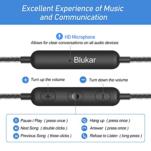 Auriculares In Ear, Blukar Auriculares con Micrófono y Cable Cómodo Reducción Ruido Sonido Estéreo Control de Volumen para Galaxy, Huawei y Todos los Dispositivos de Auriculares de 3.5mm