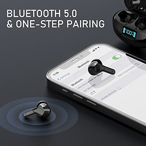 Auriculares Inalámbricos Auriculares Bluetooth 5.0 Deportivos con Cancelación de Ruido Estéreo on Micrófono In-Ear Auriculares IP7 Impermeable Cascos Inalambricos 32 Horas de Eeproducción Pantalla LED