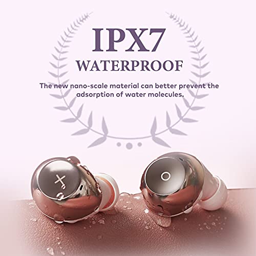 Auriculares Inalámbricos, In-Ear Auriculares Bluetooth 5.1, Calidad de Sonido sin Pérdidas, 50 Horas Tiempo de Reprodución, Reducción de Ruido de Llamada, IPX7 Impermeable,Deslizar Abierto(Rosa)