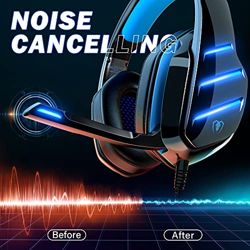 Auriculares para Gaming para PS4, PS5, PC, Xbox One, PS4, Auriculares con micrófono, Sonido Envolvente, Graves y cancelación de Ruido, Luces LED