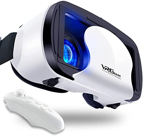Auriculares VR con Controlador Ajustable 3D VR Glasses Realidad Virtual Auriculares HD BLU-Ray Ojo Soporte Protegido 5 ~ 7 Pulgadas para Android / Teléfono / Windows