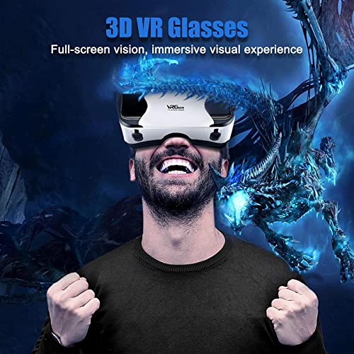 Auriculares VR con Controlador Ajustable 3D VR Glasses Vidrio Virtual Realidad Auricular HD BLU-Ray Ojo Soporte Protegido 5 ~ 7 Pulgadas para teléfono / Android