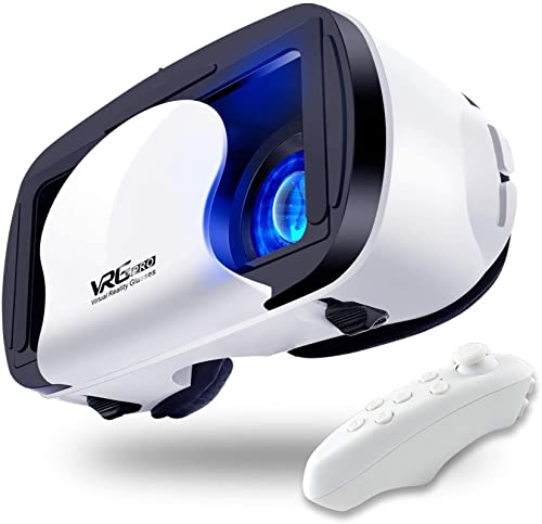 Auriculares VR con Controlador Ajustable 3D VR Glasses Vidrio Virtual Realidad Auricular HD BLU-Ray Ojo Soporte Protegido 5 ~ 7 Pulgadas para teléfono / Android