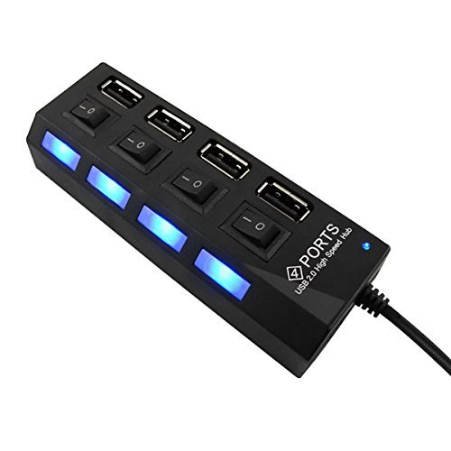 aussel Premium de 7 puertos USB HUB de expansión de alta velocidad USB 2.0 Multi USB de buje de – Panel de interruptor de línea Adaptador de cable para PS3, XBOX, WII, PC, Mac, Laptop, Cuaderno, Mac, Net Book, Tablet, Tab, soporte para Windows Vista/7/Mac