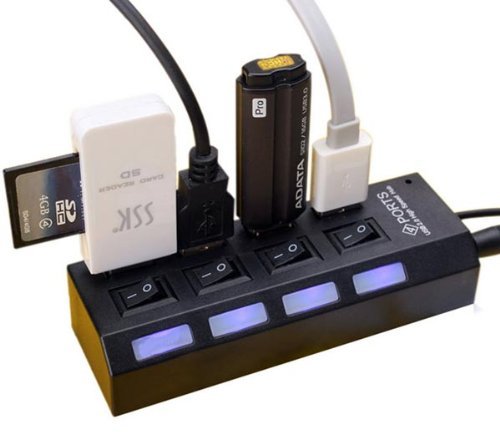aussel Premium de 7 puertos USB HUB de expansión de alta velocidad USB 2.0 Multi USB de buje de – Panel de interruptor de línea Adaptador de cable para PS3, XBOX, WII, PC, Mac, Laptop, Cuaderno, Mac, Net Book, Tablet, Tab, soporte para Windows Vista/7/Mac