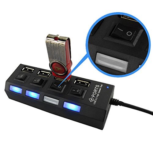 aussel Premium de 7 puertos USB HUB de expansión de alta velocidad USB 2.0 Multi USB de buje de – Panel de interruptor de línea Adaptador de cable para PS3, XBOX, WII, PC, Mac, Laptop, Cuaderno, Mac, Net Book, Tablet, Tab, soporte para Windows Vista/7/Mac