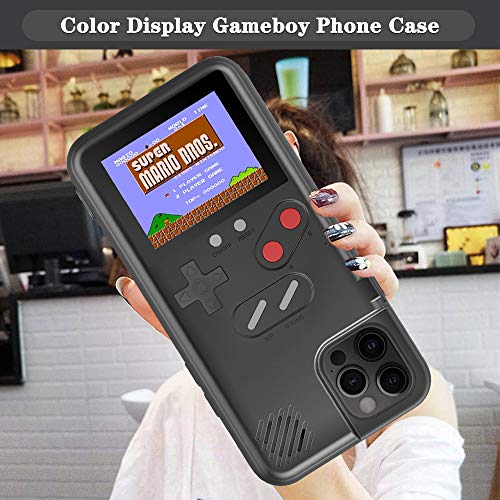 Autbye Gameboy - Carcasa para iPhone, diseño retro 3D con 36 juegos clásicos(negro, para iPhone 11)