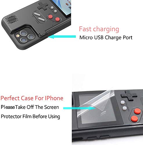 Autbye Gameboy - Carcasa para iPhone, diseño retro 3D con 36 juegos clásicos(negro, para iPhone 11)