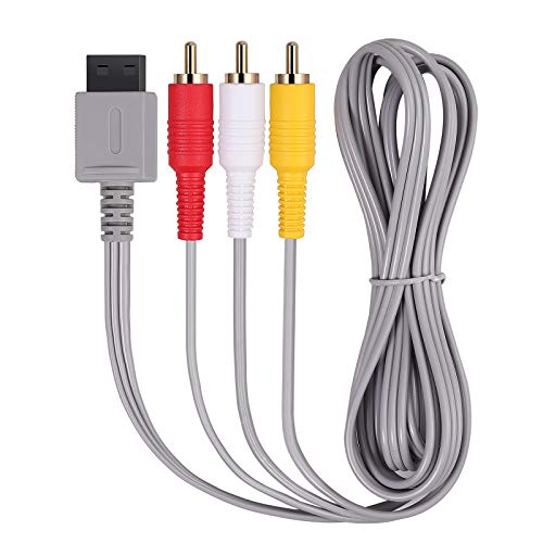 AUTOUTLET Cable AV para Wii / Wii U, Cable Estándar AV de Audio y Video, 1.8m 6 Pies Composite Retro 3 RCA Chapado en Oro para Nintendo Wii Wii U, la Consola de Juegos Wii