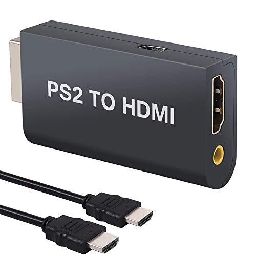AUTOUTLET PS2 a HDMI Adaptador Convertidor PS2 to HDMI con 3,5 mm Conector de Audio para Auriculares con Cable HDMI de 3 Pies para PS2 HDTV Monitor HDMI