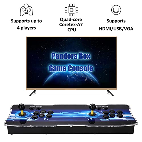 Auvusu [6067 Juegos Clasicos Pandora Box Consola de Juegos Arcade, Máquina de Videojuegos Retro 1280 x 720 Full HD, hasta 4 Jugadores, Buscar/Guardar/Ocultar/Pausar Juegos, Salida HDMI/VGA/USB