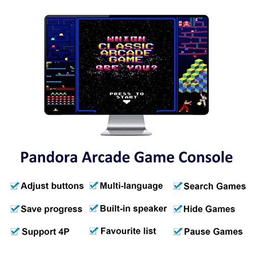 Auvusu [6067 Juegos Clasicos Pandora Box Consola de Juegos Arcade, Máquina de Videojuegos Retro 1280 x 720 Full HD, hasta 4 Jugadores, Buscar/Guardar/Ocultar/Pausar Juegos, Salida HDMI/VGA/USB