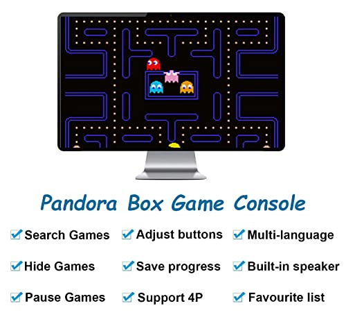 Auvusu [Juegos Clásicos 2700] Pandora's Box Retro Game Machine, Consola de Juegos Arcade con 1280 x 720 Full HD, hasta 4 Jugadores, Salida HDMI / VGA / USB, Adecuado para PC / TV / PS3