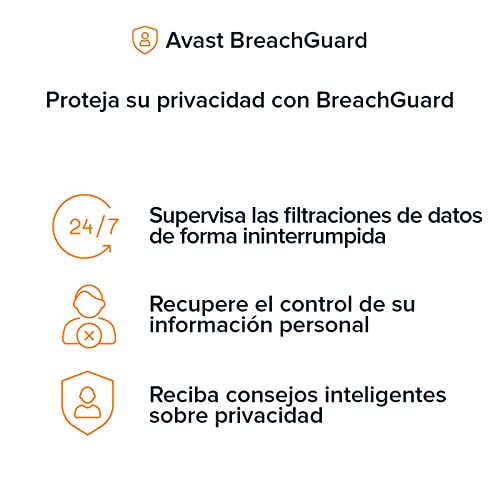 Avast Breach Guard - Protección en línea contra la filtración de datos confidenciales - Software para descargar | 1 Dispositivo | 1 Año | PC/Mac | Código de activación enviado por email