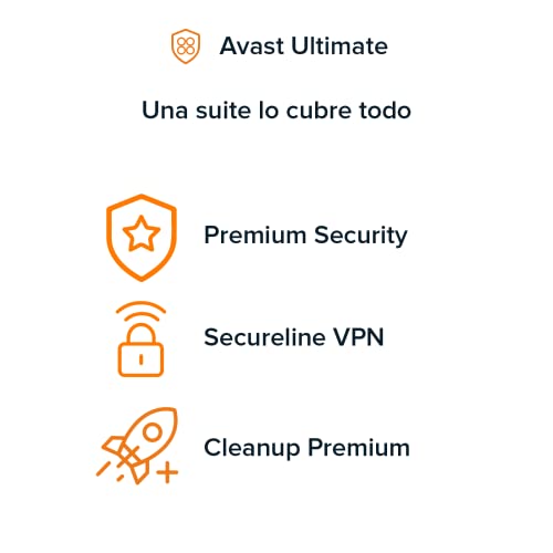 Avast Ultimate - Antivirus Avast Premium Security con Avast SecureLine VPN y Avast Cleanup Premium | 10 Dispositivo | 1 Año | PC/Mac | Código de activación enviado por email