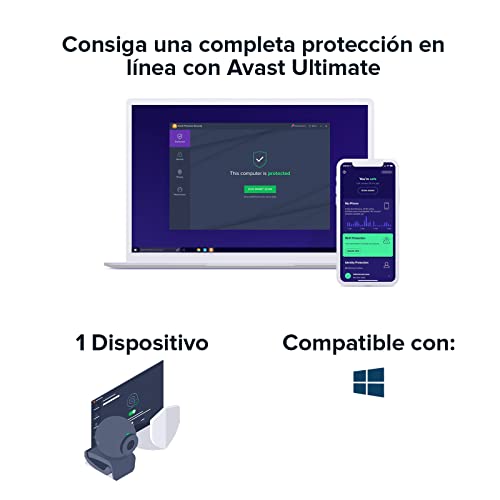 Avast Ultimate - Antivirus Avast Premium Security con Avast SecureLine VPN y Avast Cleanup Premium - Software para descargar | 1 Dispositivo | 1 Año | PC/Mac | Código de activación enviado por email