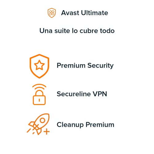 Avast Ultimate - Antivirus Avast Premium Security con Avast SecureLine VPN y Avast Cleanup Premium - Software para descargar | 1 Dispositivo | 1 Año | PC/Mac | Código de activación enviado por email