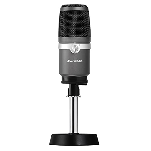 AVerMedia AM310 - Micrófono, Grabación de alta calidad, Patrón cardioide, Plug and Play (USB2.0), Sin latencia, monitoriza a tiempo real, para juegos, Podcasting, Streaming, Youtuber