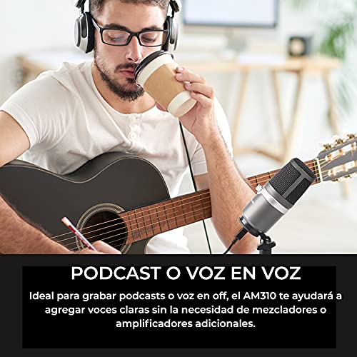 AVerMedia AM310 - Micrófono, Grabación de alta calidad, Patrón cardioide, Plug and Play (USB2.0), Sin latencia, monitoriza a tiempo real, para juegos, Podcasting, Streaming, Youtuber