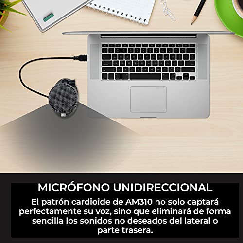 AVerMedia AM310 - Micrófono, Grabación de alta calidad, Patrón cardioide, Plug and Play (USB2.0), Sin latencia, monitoriza a tiempo real, para juegos, Podcasting, Streaming, Youtuber