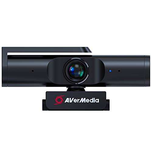 AverMedia Live Streamer CAM 513 - Webcam con gran angular 4K con cubierta de cámara web, micrófono integrado, plug & play para juegos, stream, video llamada, color negro
