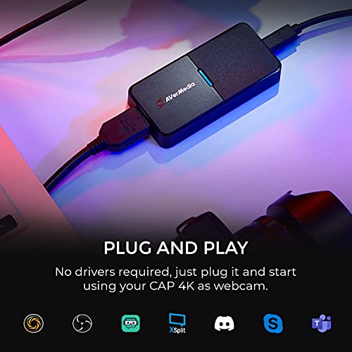 AVerMedia Live Streamer Cap 4K - Dispositivo de Captura de vídeo HDMI 3.0. Transmite tu DSLR, cámara de vídeo, cámara sin Espejo y de acción a 1080p60 HDR o 4K 30 FPS. para Streams y vloggear (BU113)