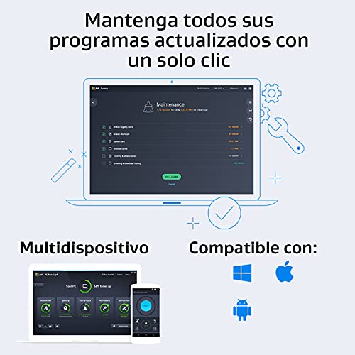 AVG TuneUp - Elimina los archivos basura y acelera el sistema operativo | 10 Dispositivo | 1 Año | PC/Mac | Código de activación enviado por email