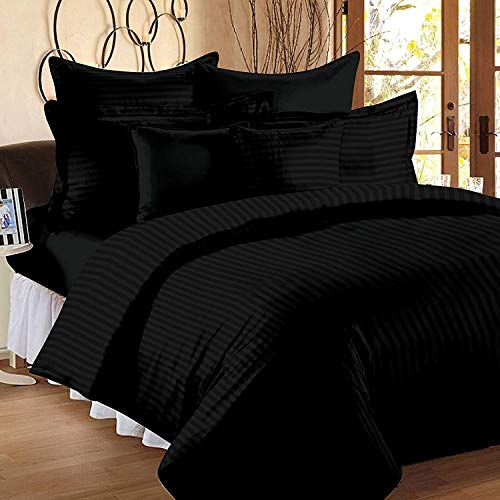 AZ COLLECTION - Juego de sábanas de 900 Hilos (6 Piezas, 1 sábana encimera + 1 sábana Bajera + 4 Fundas de Almohada), 20 cm de Profundidad, 100% algodón Egipcio, algodón Egipcio, Negro, Emperor