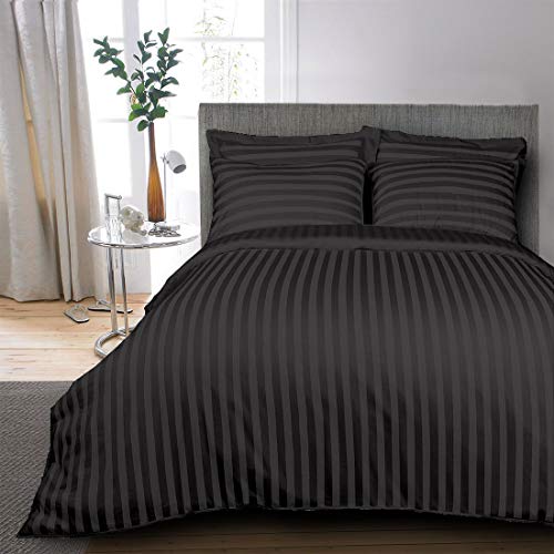 AZ COLLECTION - Juego de sábanas de 900 Hilos (6 Piezas, 1 sábana encimera + 1 sábana Bajera + 4 Fundas de Almohada), 20 cm de Profundidad, 100% algodón Egipcio, algodón Egipcio, Negro, Emperor