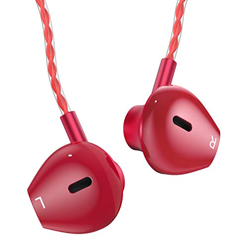 AzukiLife Auriculares In Ear, Auriculares con Cable y Micrófono Headphone Sonido Estéreo para Android, Smartphone, Samsung, Laptop, MP3,Tablets - Rojo