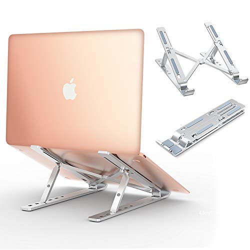 Babacom Soporte Portatil, Aleación de Aluminio Ventilado Refrigeración Soporte Ordenador Portátil Plegable, Adjustable Laptop Stand Soporte Mesa Compatible con Macbook HP PC y Otro 10-15.6” Portatile