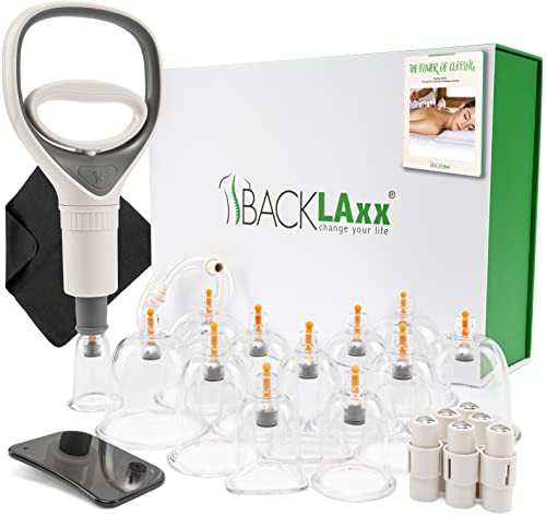 BACKLAxx 12 Piezas Juego de Ventosas con Bomba de Vacio - Ventosas para Masaje para Fisioterapia - Ventosa Celulitis, Ventosaterapia, Cupping Set