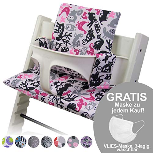 BambiniWelt - Cojín de asiento para trona Stokke Tripp Trapp, en 20 colores, asiento de 2 piezas, funda de repuesto Marine W. Figuren