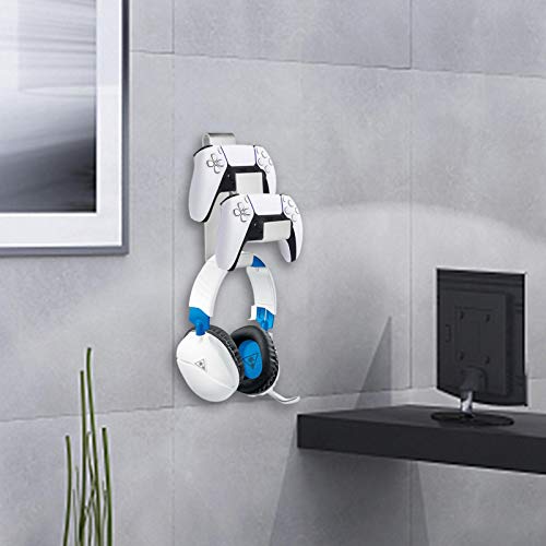 Banane Soporte de pared para mando de videojuegos para PS5, X Box One, NS, Steam, también compatible con gamepad de ordenador (con soporte para colgar, tornillos, llave, cinta adhesiva)