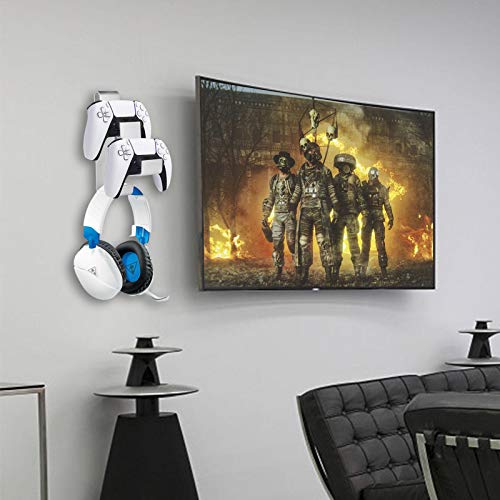 Banane Soporte de pared para mando de videojuegos para PS5, X Box One, NS, Steam, también compatible con gamepad de ordenador (con soporte para colgar, tornillos, llave, cinta adhesiva)