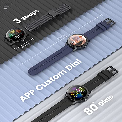 BANLVS Smartwatch, Reloj Inteligente Hombre IP68 con 3 Correas, Pulsómetro, 13 Modos Deportes, Smartwatch Hombre con Notificación Inteligente, Cronómetros, Podómetro para Android iOS